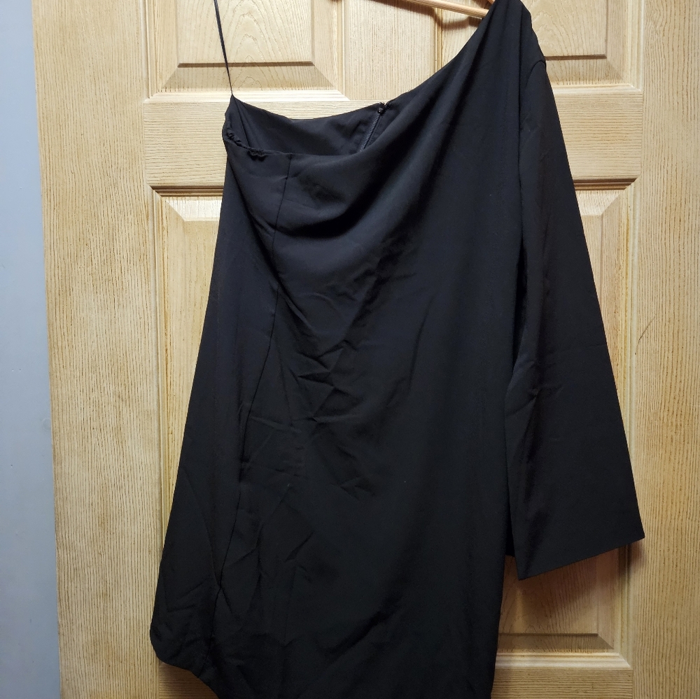 Banana Republic one sleeve sheath black dress